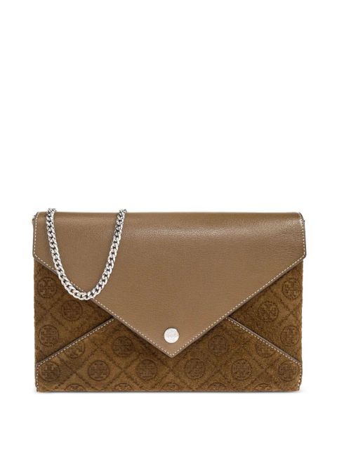 Tory Burch logo-monogram clutch - Brown - zdjęcie produktu nr 1