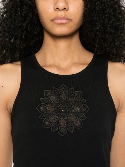 TWINSET floral-appliqué tank top - Black