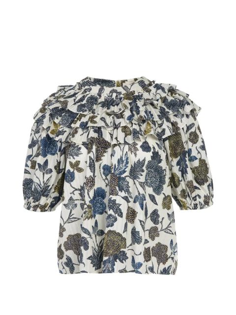 Ulla Johnson ruffled floral blouse - White - zdjęcie produktu nr 1