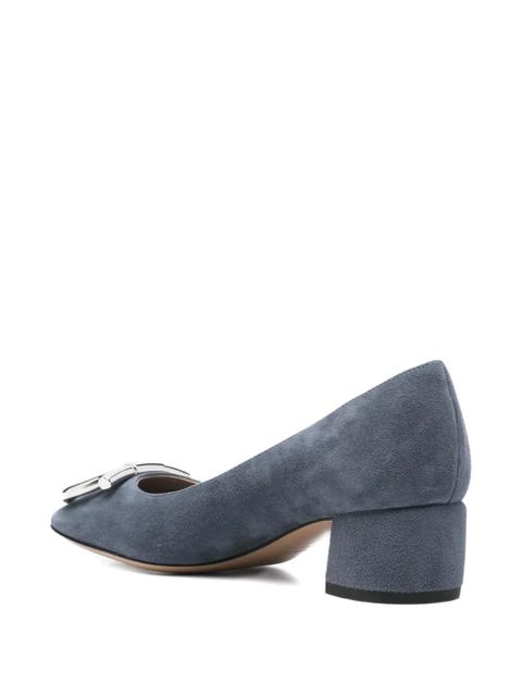 Ferragamo 40mm logo-buckle block-heel pumps - Blue