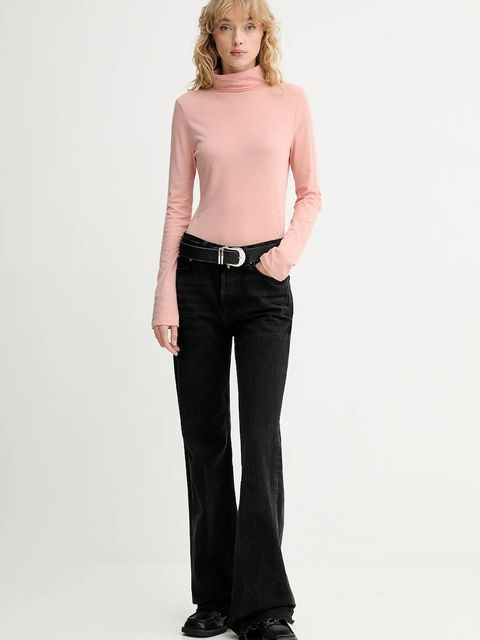 Marc O'Polo longsleeve bawełniany kolor różowy z golfem 5000007063 - zdjęcie produktu nr 2