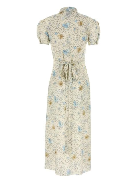 Miu Miu puff-sleeve floral midi dress - Neutrals - zdjęcie produktu nr 2
