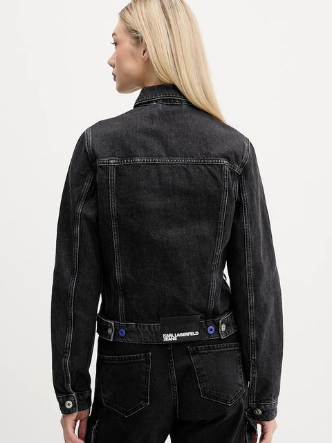 Karl Lagerfeld Jeans kurtka jeansowa kolor czarny przejściowa A4W14012