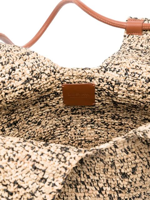 ZIMMERMANN leather-handle woven beach bag - Neutrals