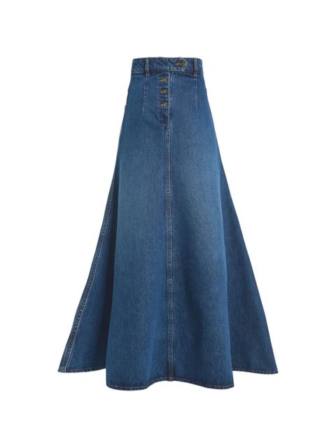 A.W.A.K.E. Mode flared denim full skirt - Blue
