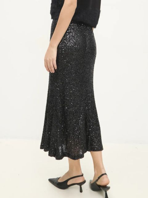 Answear.LAB spódnica kolor czarny midi rozkloszowana