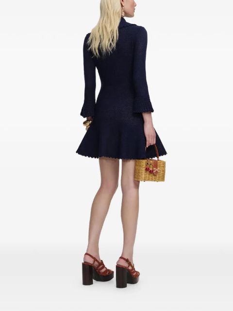 Self-Portrait shell embellished knitted dress - Blue