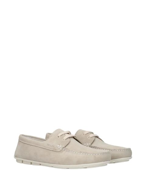 Prada lace-up suede loafers - Neutrals - zdjęcie produktu nr 2