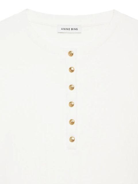 ANINE BING Alessia button-front ribbed top - White