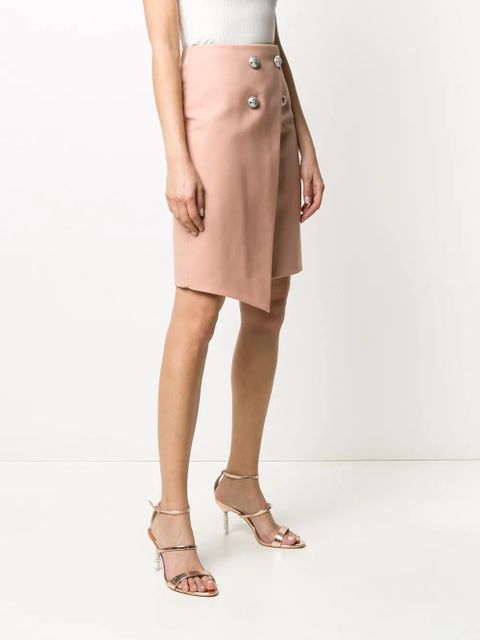 Balmain stud-embellished asymmetric skirt - Neutrals