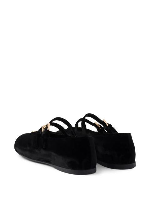 Prada velvet-finish ballerina shoes - Black