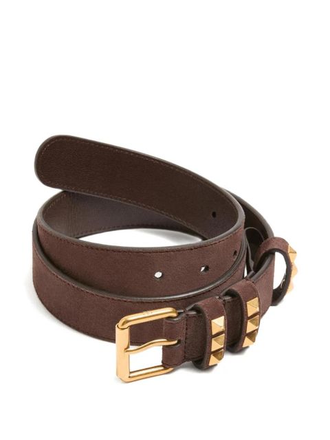 Valentino Garavani Rockstud-embellished suede belt - Brown