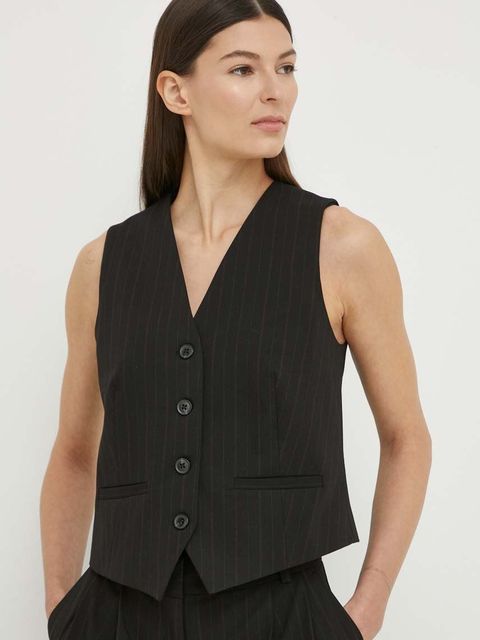 Samsoe Samsoe kamizelka SARAMONA kolor czarny jednorzędowa F24100047