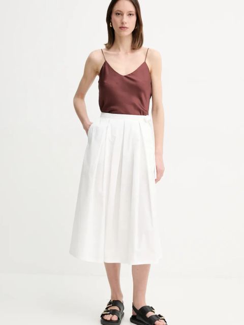 Weekend Max Mara spódnica bawełniana kolor biały midi rozkloszowana 2515101032600