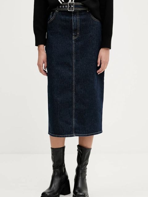 HUGO spódnica jeansowa kolor granatowy midi prosta 50541495 - zdjęcie produktu nr 1