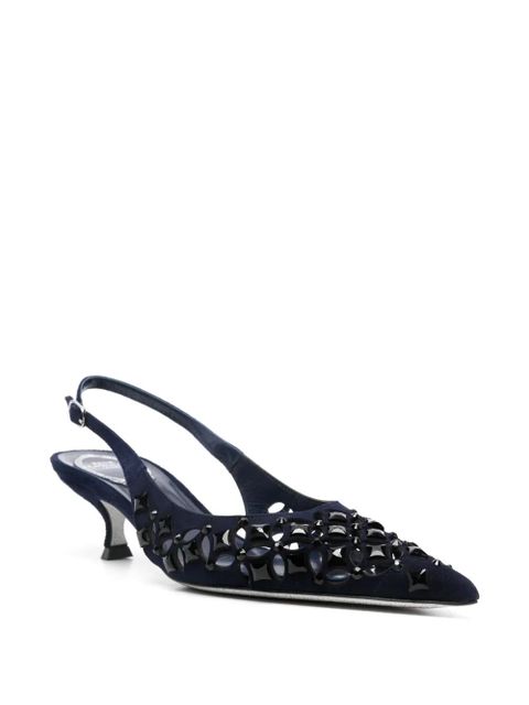 René Caovilla 45mm laser-cut pumps - Blue