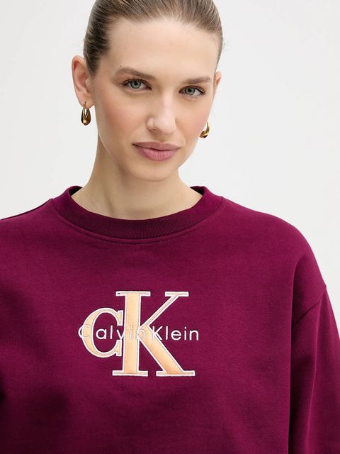 Calvin Klein Jeans bluza damska kolor fioletowy z aplikacją LV047E825G