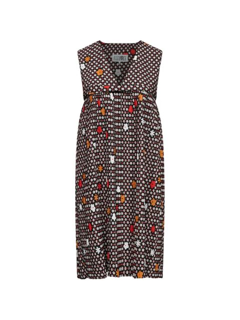 MM6 Maison Margiela V-neck floral-print mini dress - Red - zdjęcie produktu nr 1