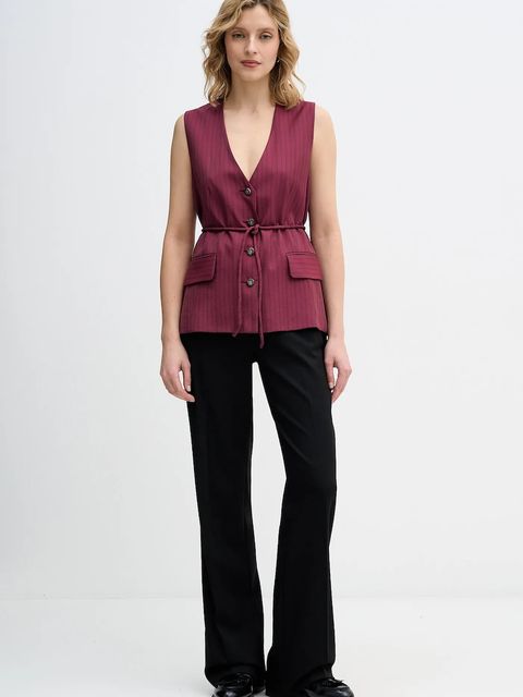 Sisley kamizelka kolor bordowy jednorzędowa 24QVLJ00V - zdjęcie produktu nr 2