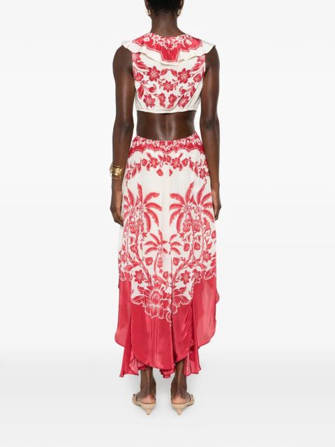 FARM Rio floral ruffled dress - Neutrals