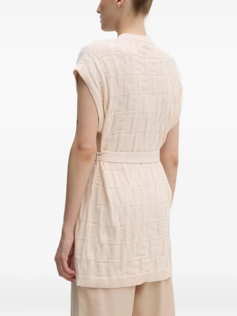 TWINSET belted logo-detail cardigan - Neutrals