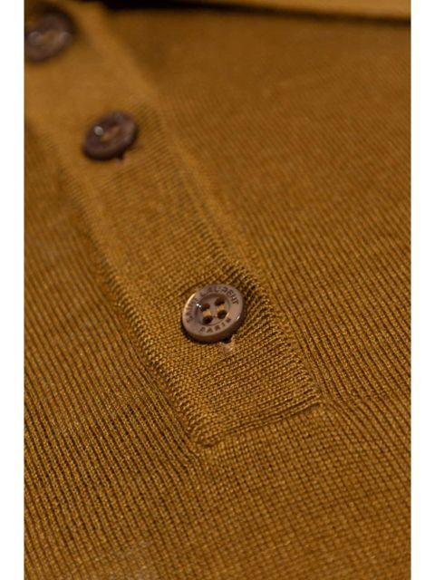 Saint Laurent Cassandre-embroidery polo top - Brown