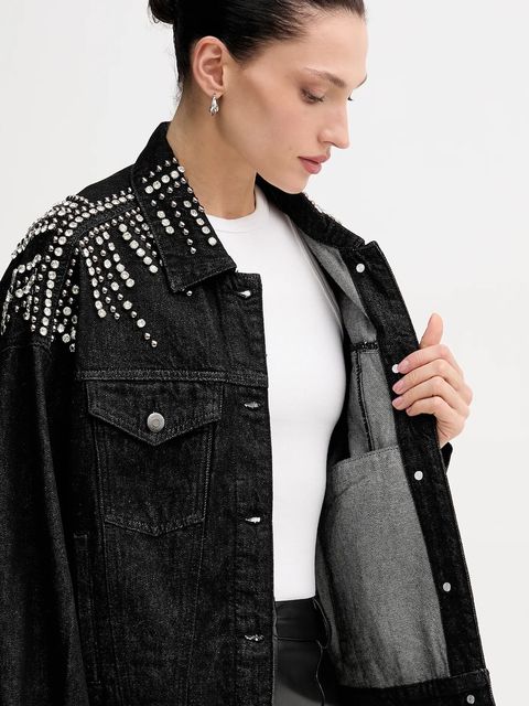 Gestuz kurtka jeansowa kolor czarny przejściowa 10910794