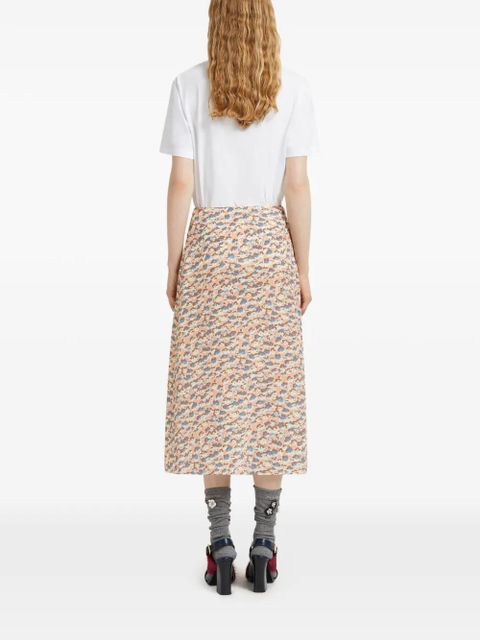 Marni floral-print midi skirt - Neutrals