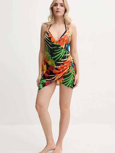 Desigual sukienka plażowa BAHAMAS STRAPS kolor czarny 25SWMW09