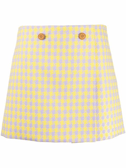 Versace Medusa check-pattern wool skirt - Yellow - zdjęcie produktu nr 1