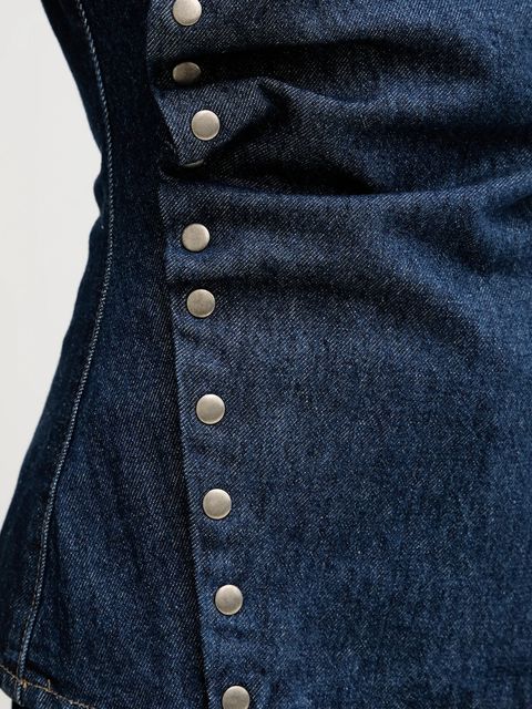 Rotate bluzka jeansowa damska kolor granatowy gładka 114814D03