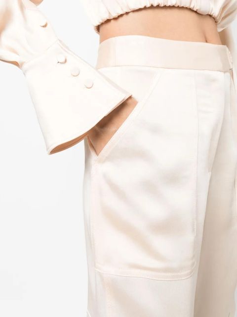 Simkhai satin-finish cropped trousers - Neutrals
