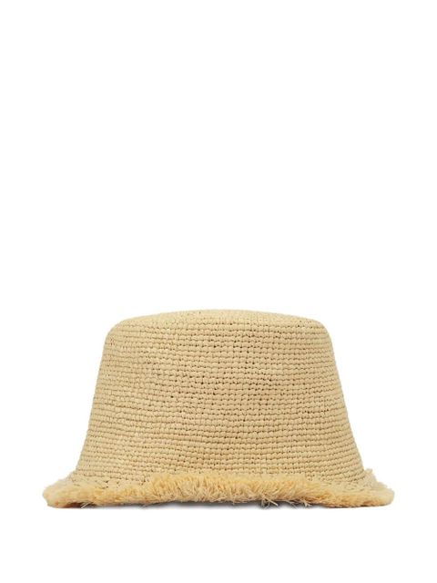 Prada floral-detail fringed hat - Neutrals - zdjęcie produktu nr 1