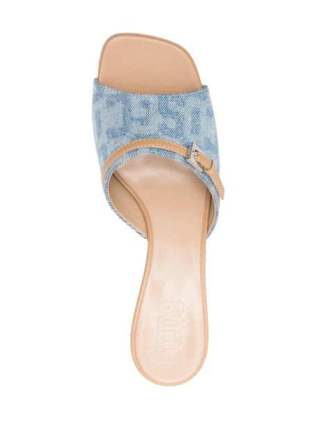 GCDS 60mm monogram-pattern leather sandals - Blue