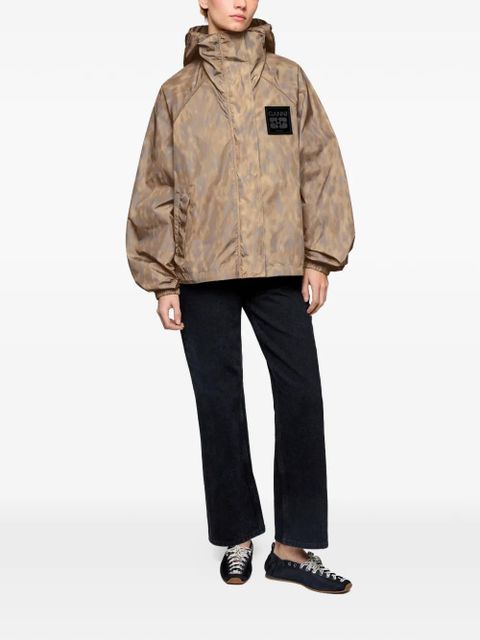 GANNI logo-patch bomber jacket - Neutrals - zdjęcie produktu nr 2