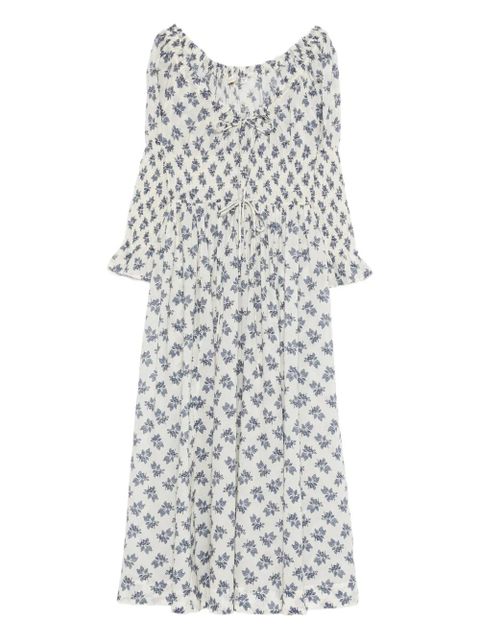 DÔEN scoop neck flower print dress - White - zdjęcie produktu nr 1