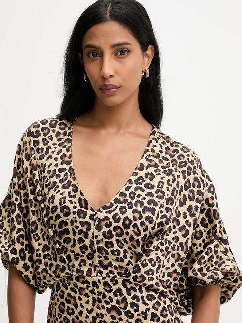 Answear.LAB sukienka kolor beżowy maxi prosta