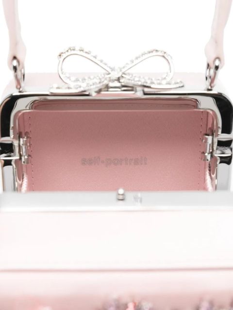 Self-Portrait floral embellished top handle tote bag - Pink