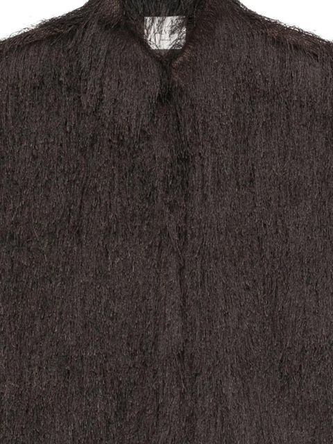 Alysi fringed short-sleeve top - Brown