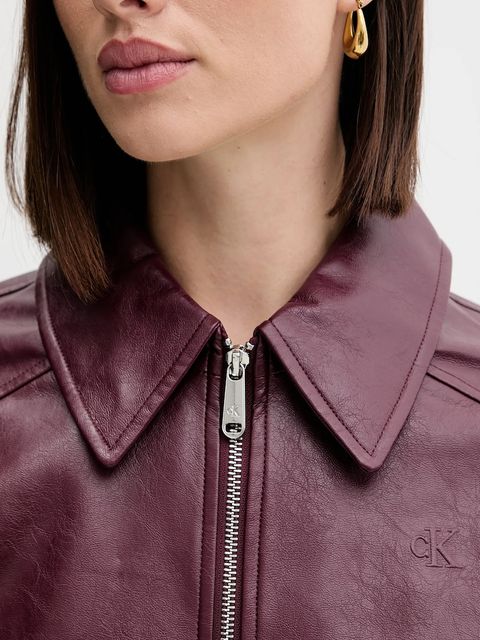 Calvin Klein Jeans kurtka kolor bordowy przejściowa LV047C518G