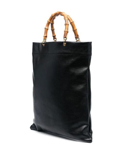Jil Sander bamboo-handle leather tote bag - Black