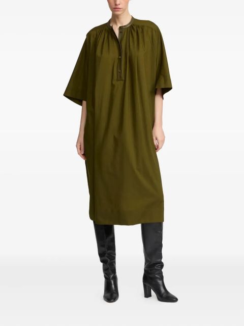 Yves Salomon leather-trim midi dress - Green - zdjęcie produktu nr 2