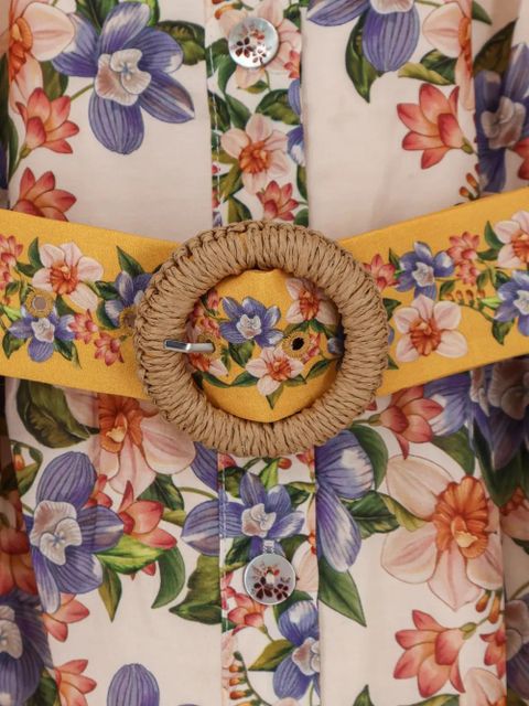 FARM Rio belted floral-print dress - Brown