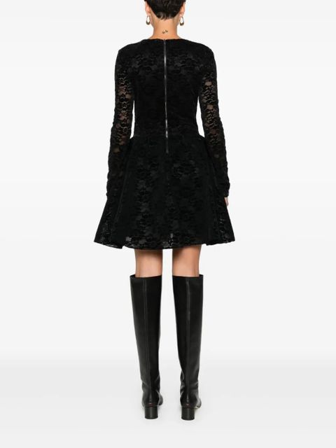 Maje lace-panel flared dress - Black