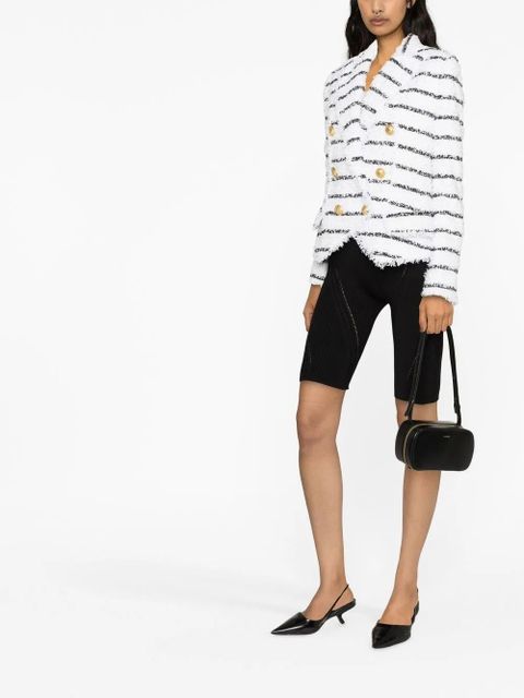 Balmain striped trurex-tweed jacket - White