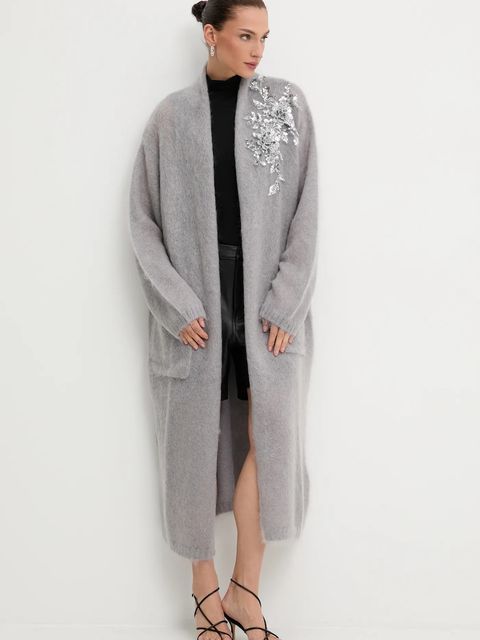 Blugirl Blumarine kardigan z dodatkiem wełny damski kolor szary ciepły RF5080.MS037 - zdjęcie produktu nr 2