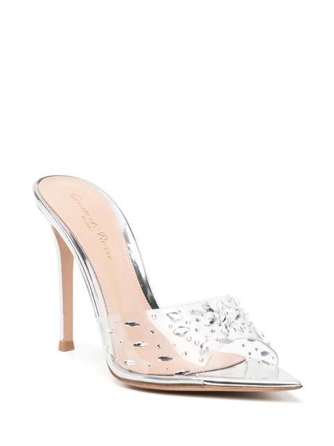 Gianvito Rossi crystal-embellished transparent mules - Silver