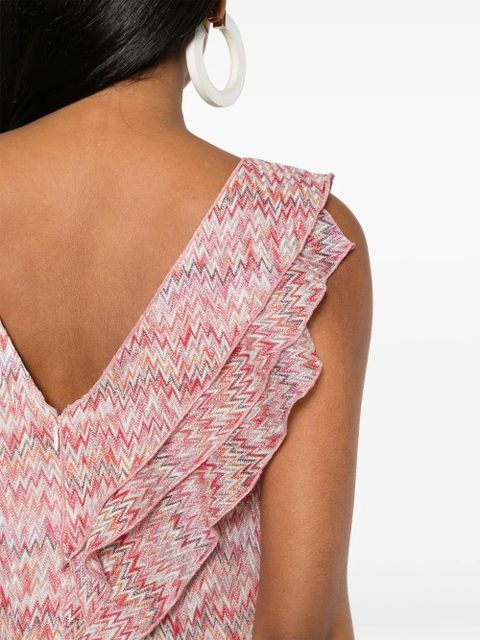 Missoni zigzag ruffled midi dress - Pink