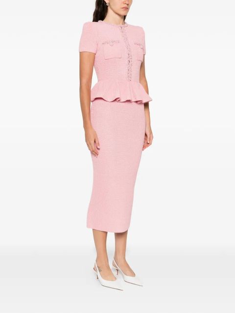 Self-Portrait peplum midi dress - Pink