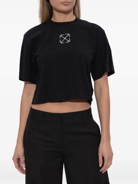 Off-White jewelled-logo cropped t-shirt - Black - zdjęcie produktu nr 2
